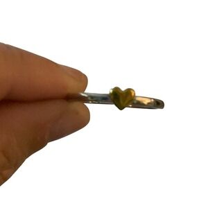 Gold Heart Silver‎ Band Ring